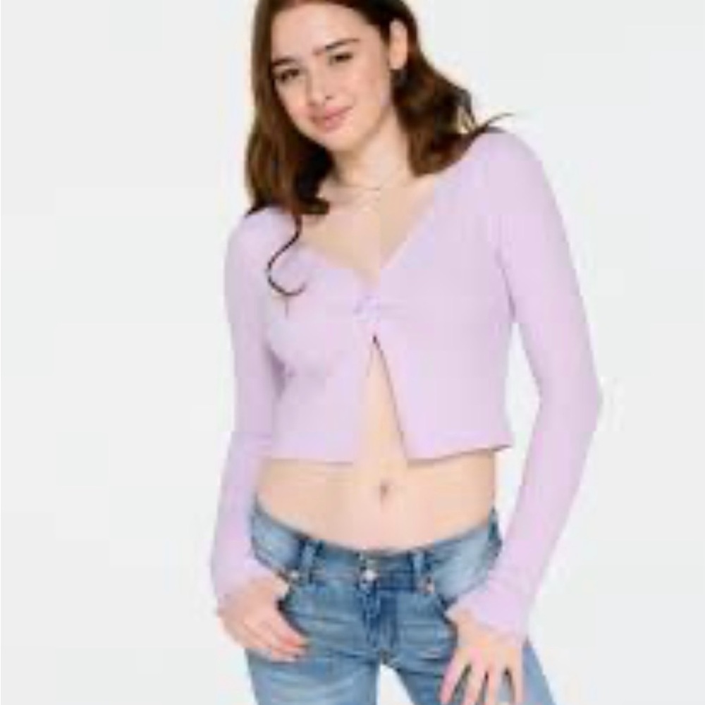 Aeropostale Light Purple Long Sleeve Crop Top